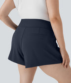Plus Size High Waisted Work Shorts with Pockets
