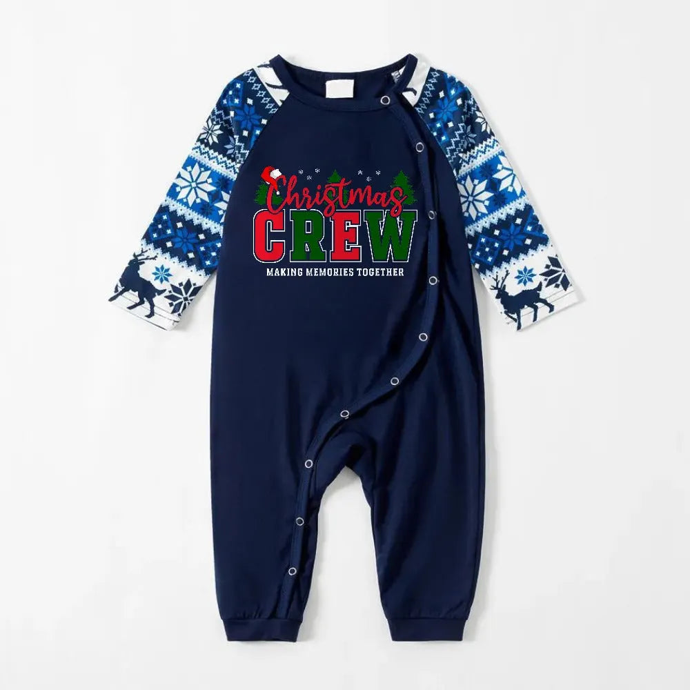 Joyful Blue Christmas Pajamas Set With Festive Holiday Slogans