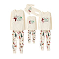 Beige Christmas Pattern Print Christmas Pajamas Set With Jesus Text Print