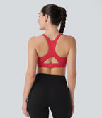 SpeedWaveTM Medium Support Molded Cups Perforated Adjustable Hook Quick Dry Training Sports Bra-D/DD/DDD/F Cups