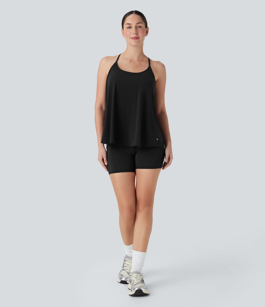 SoftlyZeroTM Airy Halter Draped Cool Touch Yoga Sports Top-D/DD/DDD/F Cups-UPF50+