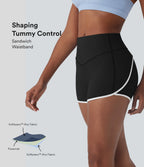 SoftlyZeroTM Airy SoCinched Mid Rise Tummy Control Color Block Cool Touch Yoga Biker Shorts 3''-UPF50+