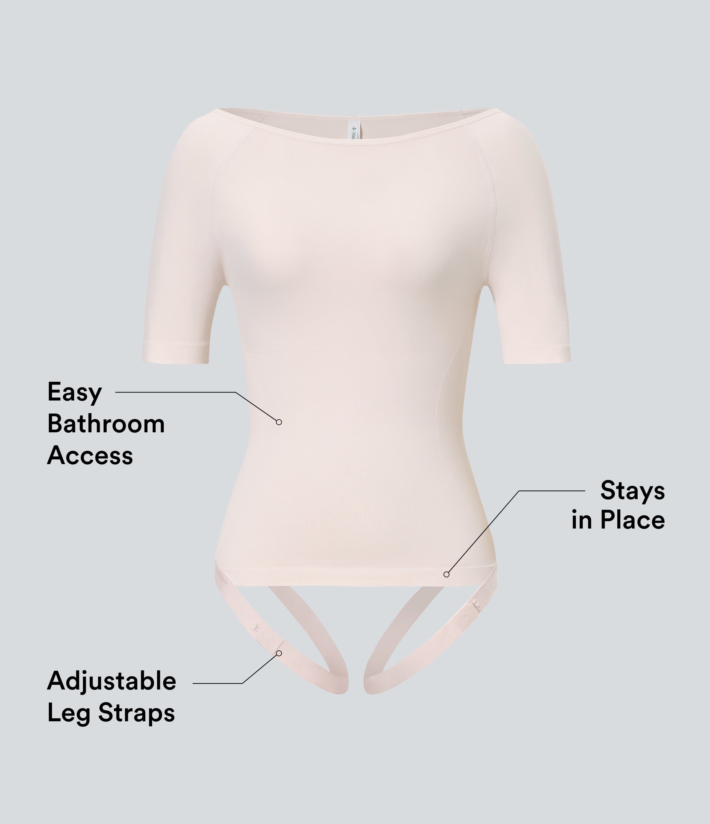 Seamless Flow Smoothing Boat Neck Adjustable Leg Straps Work Bodysuit-Easy Peezy