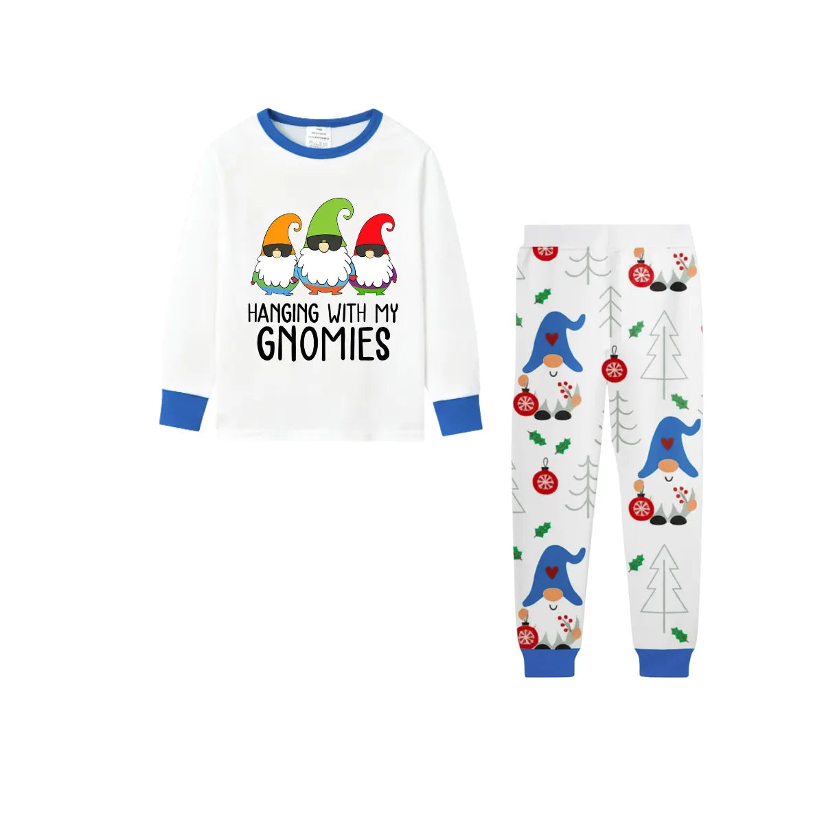 Holiday Family Christmas Pajamas Set With Christmas Gnome Pattern Print
