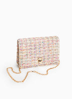 Round Clasp Tweed Handbag