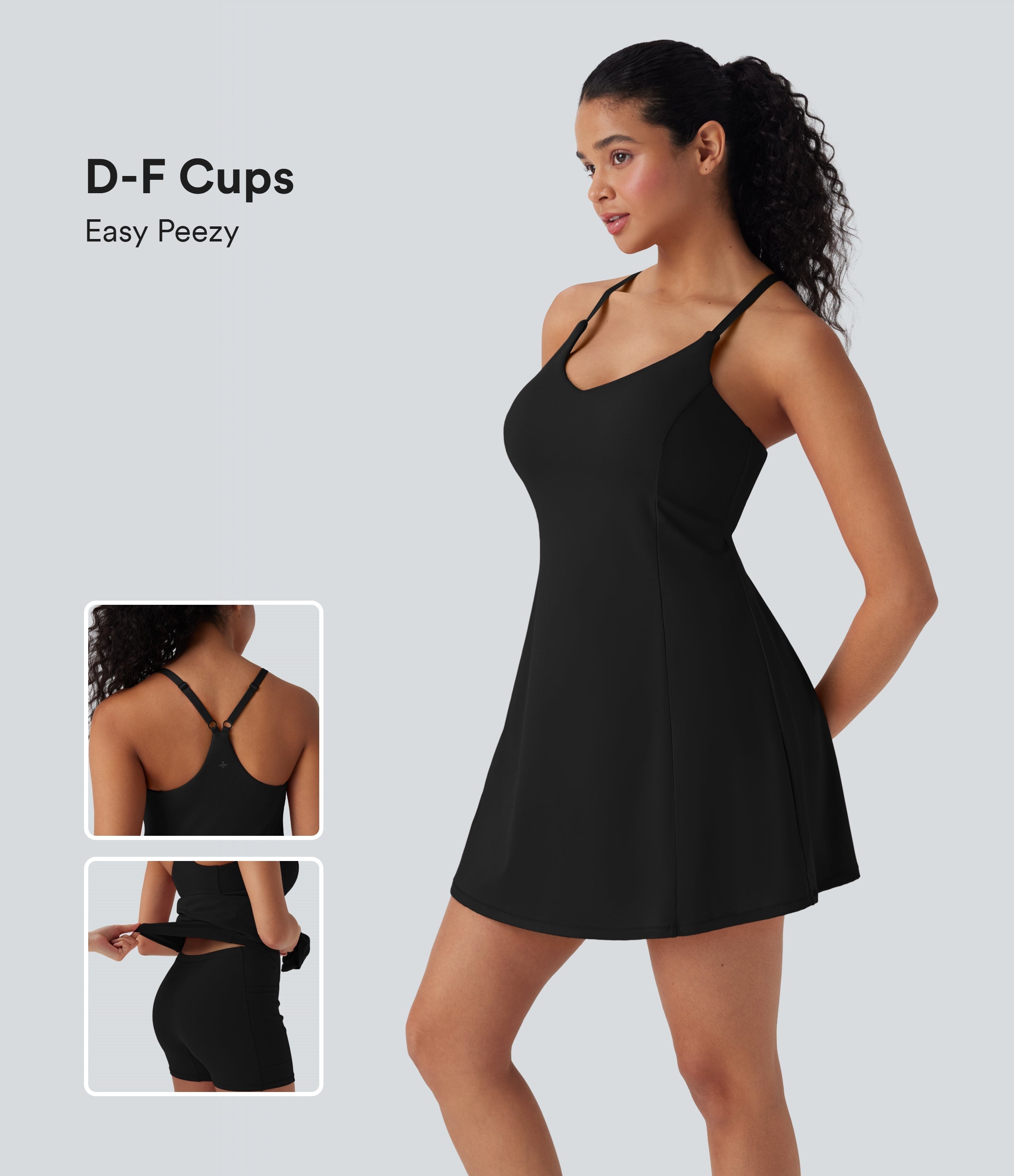 SoftlyZeroTM Airy 2-in-1 Cool Touch Mini Dance Active Dress with Pockets-Easy Peezy Edition-D/DD/DDD/F Cups