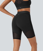 SpeedWaveTM High Waisted Contrast Mesh Quick Dry Training Biker Shorts 7'' with Pockets