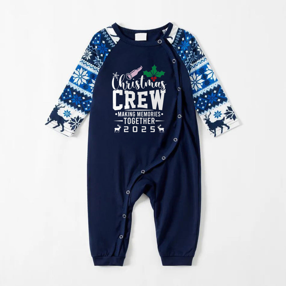 Joyful Blue Christmas Pajamas Set With "Christmas Crew Making Memories Together 2025" Print