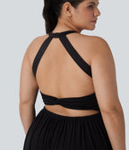 Backless Twisted Harem Casual Plus Size Jumpsuit with Side Pocket-Easy Peezy Edition