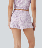 Mid Rise Drawstring Leopard Print Lounge Shorts 2''