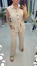 Cora Striped Tie Waist Top Co-Ord Set