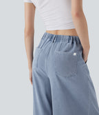 FlexTM High Waisted Wide leg Cool Touch Quick Dry Denim Casual Jeans with Pockets