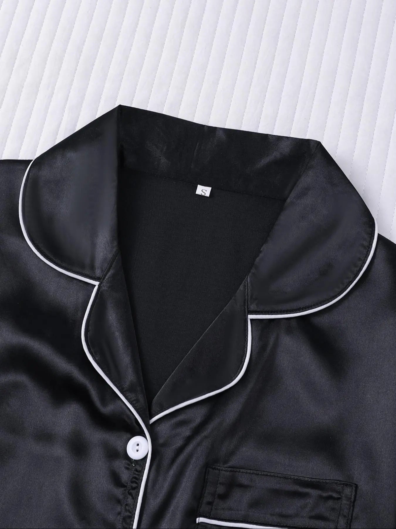 Women's Solid Satin Pyjama Three-piece Set