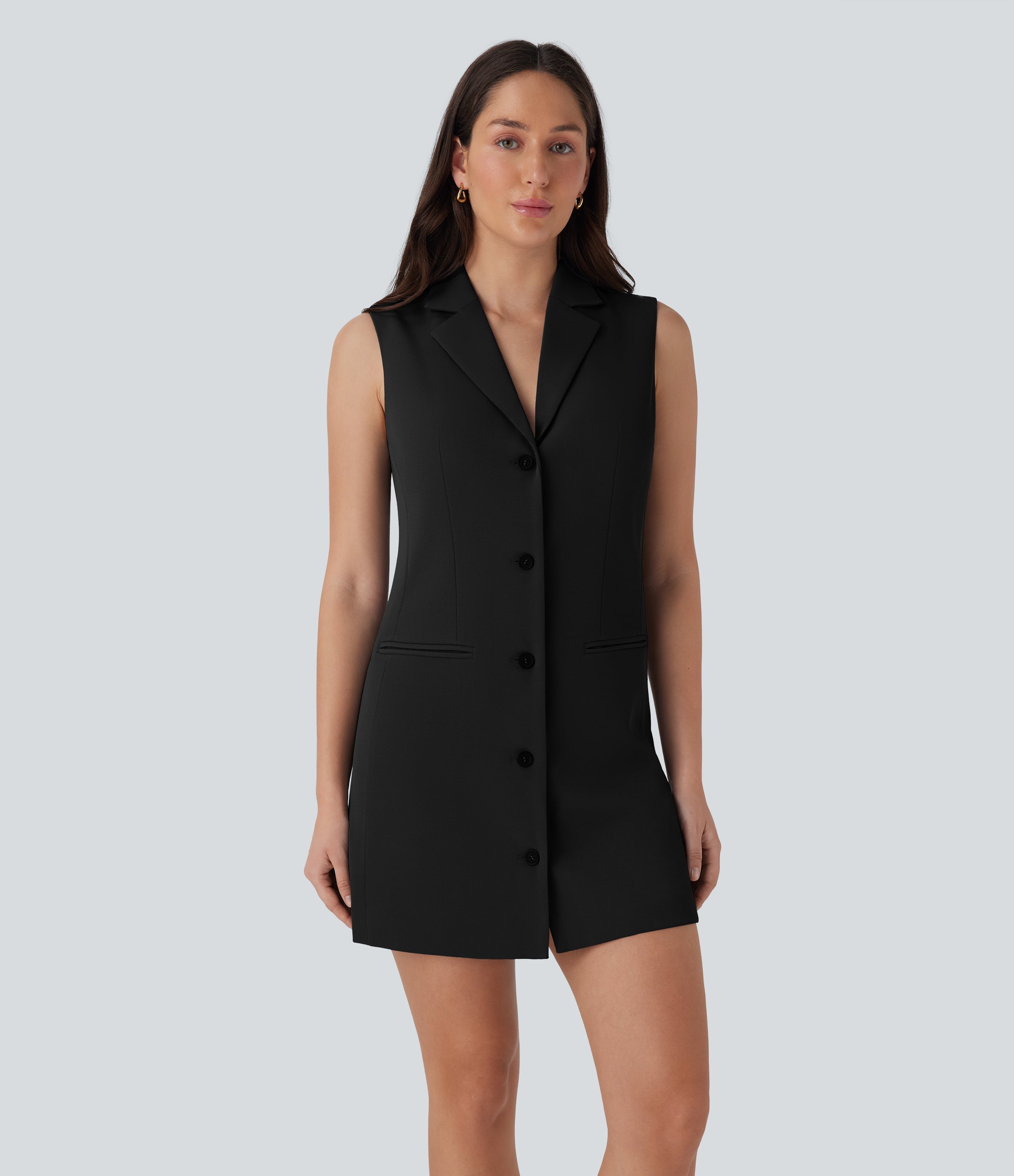 Sleeveless Mini Work Dress with Pockets