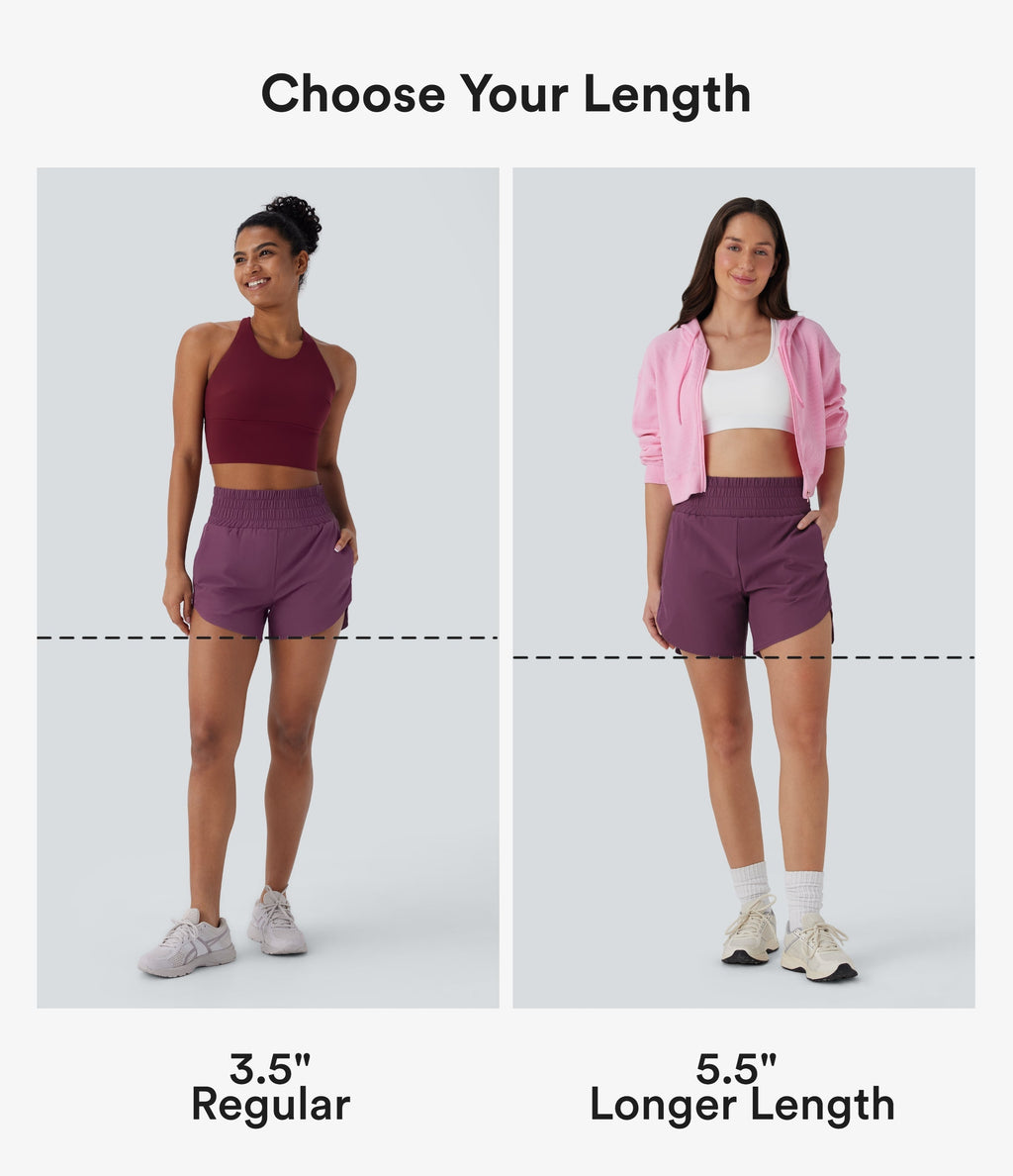 BreezefulTM High Waisted Pockets 2-in-1 Curved Hem Quick Dry Running Shorts 5.5''-Longer Length