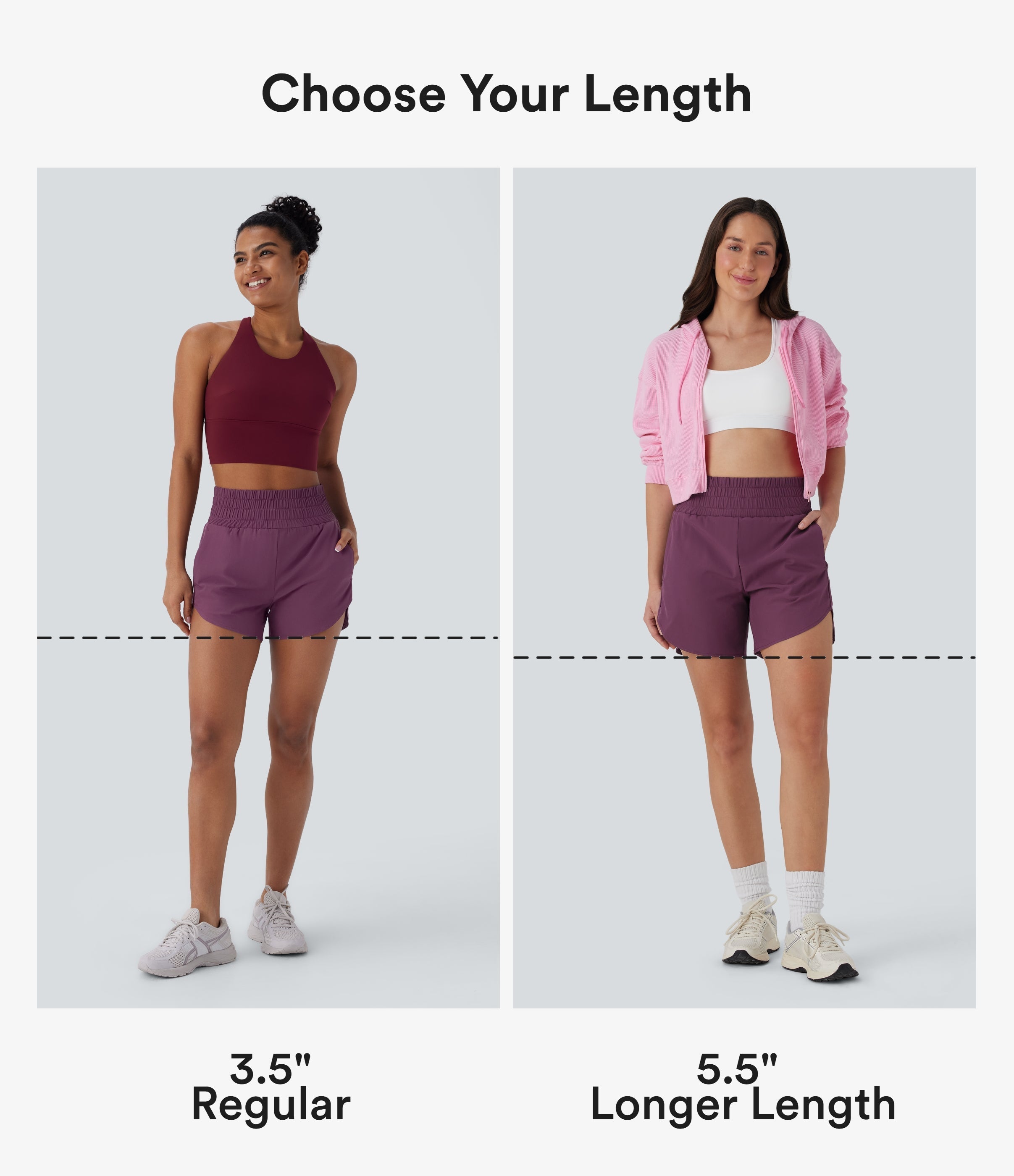 BreezefulTM High Waisted Pockets 2-in-1 Curved Hem Quick Dry Running Shorts 5.5''-Longer Length
