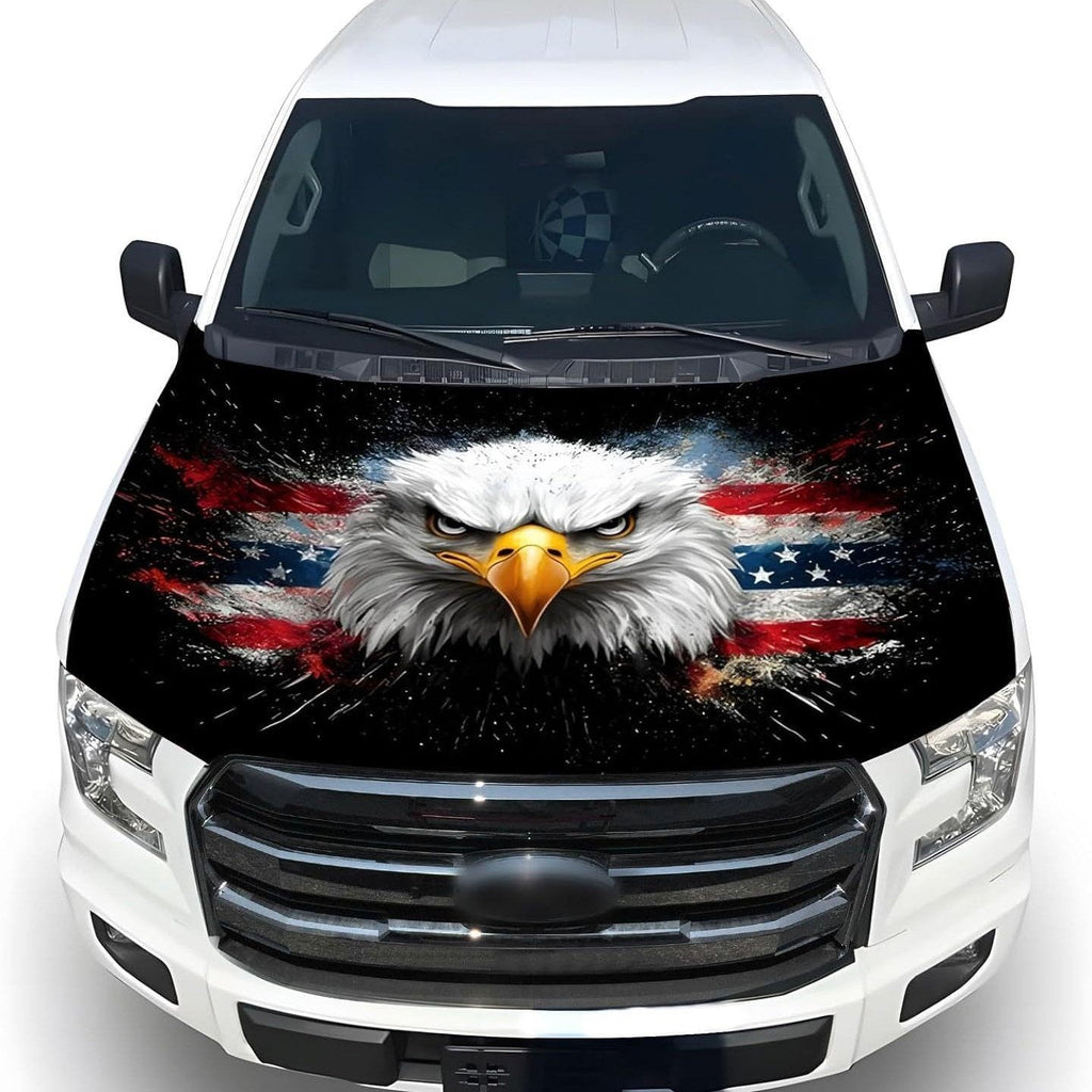 🔥65K+ Sold American Eagle Car Hood Flag Cover 🇺🇸🦅 No Glue, No Tools, Install in 1 Minute 🚗