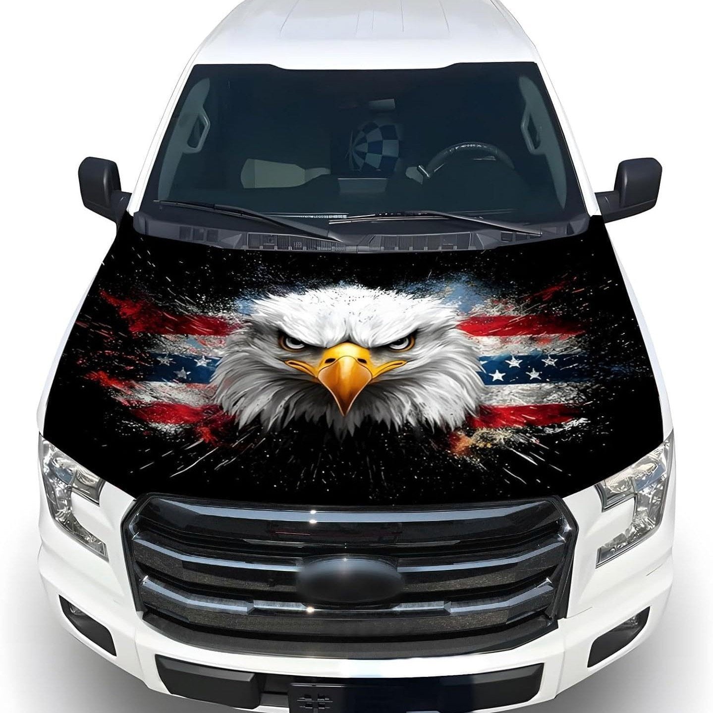 🔥65K+ Sold American Eagle Car Hood Flag Cover 🇺🇸🦅 No Glue, No Tools, Install in 1 Minute 🚗