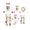 Family Christmas White Pajamas Set With Cute Xmas Pattern Print