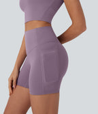 UltraSculptTM Cool Quick Dry SoCinched High Waisted Tummy Control Shaping Yoga Biker Shorts 5'' with Pockets-UPF50+