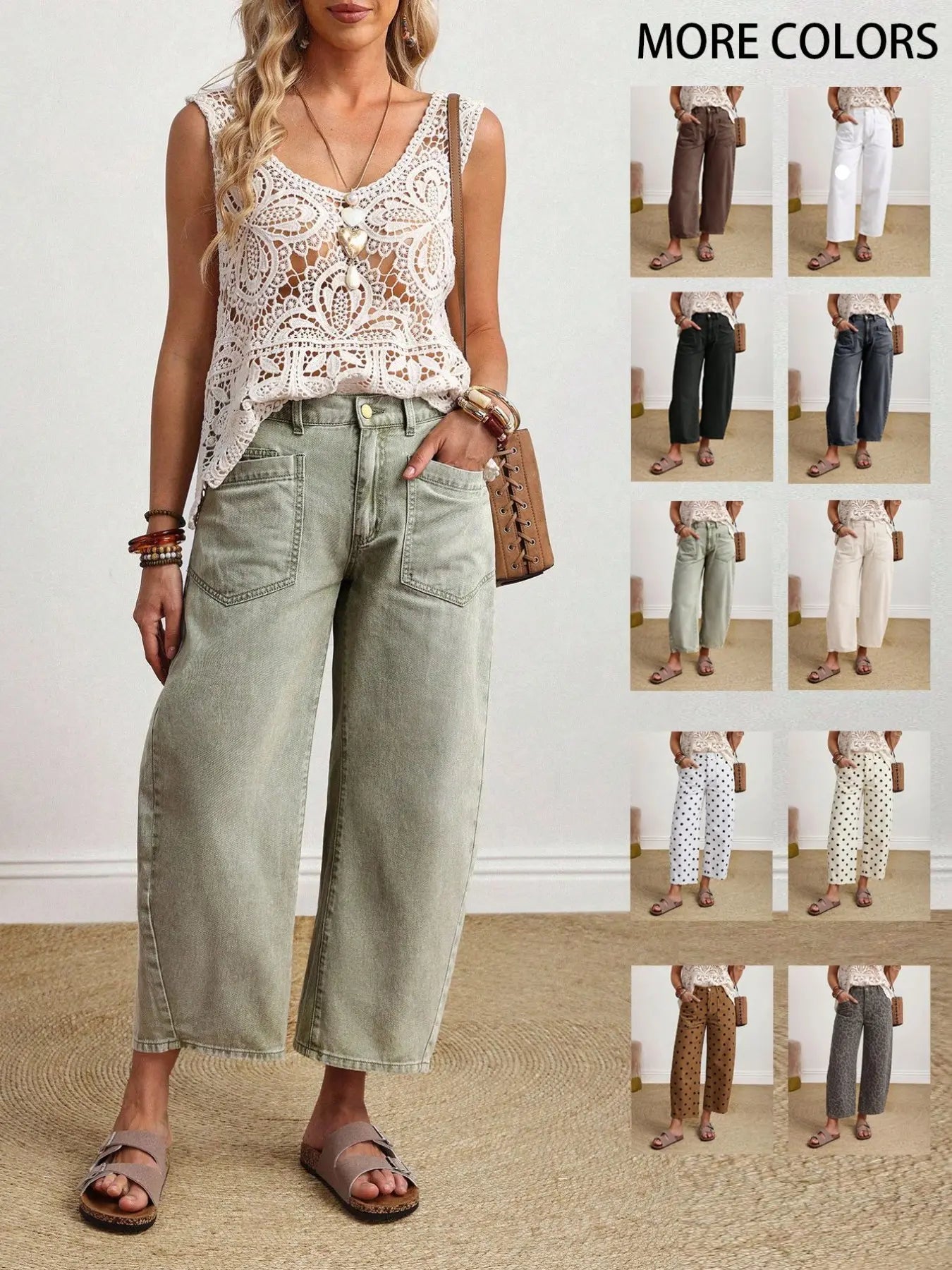 Women's Solid Color Casual Everyday Denim Jeans Wide Leg Jeans Women Baggy Jeans Loose Jeans Women Jeans Baggy Khaki Jeans,New Autumn Arrivals