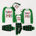 Green Raglan Top Green Plaid Christmas Pajamas Set With "FAMILY Christmas 2025" and Christmas Pattern Print