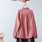 2025 New Women's Linen Cotton Casual Loose Stripe Shirt-Buy 3 Get Free Shipping