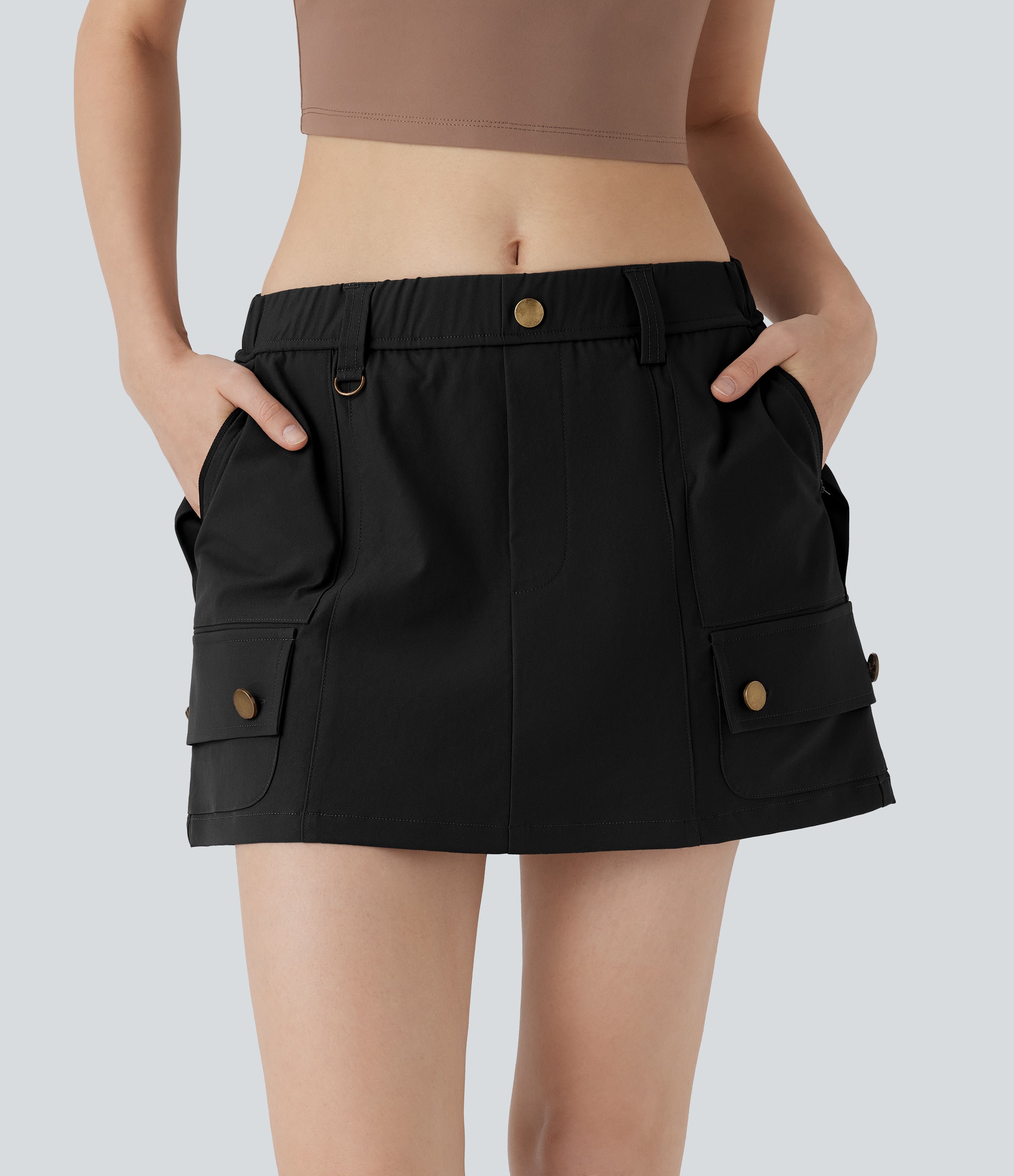 Water Repellent Mid Rise 2-in-1 Mini Hiking Skirt with Pockets