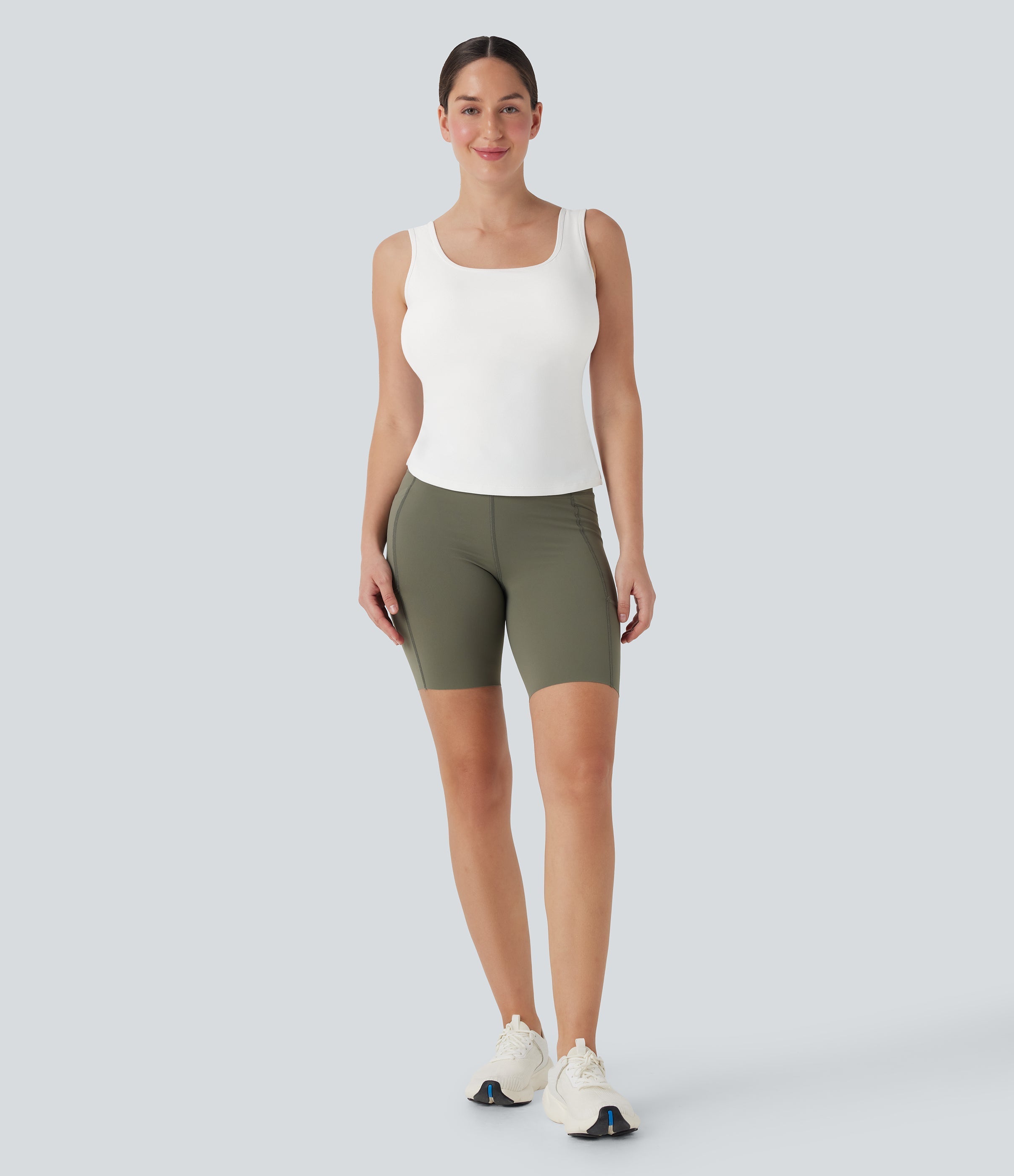 U Neck Crossover Yoga Tank Top-Longer Length-D/DD/DDD/F Cups