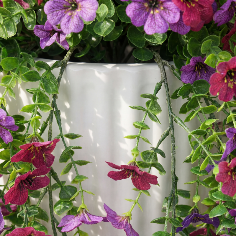 Artificial Hanging Flowers for Outdoor Planters, UV Resistant Faux Hanging Flowers for Porch, Balcony, Hanging Basket, Easter Spring Outdoor Decor,