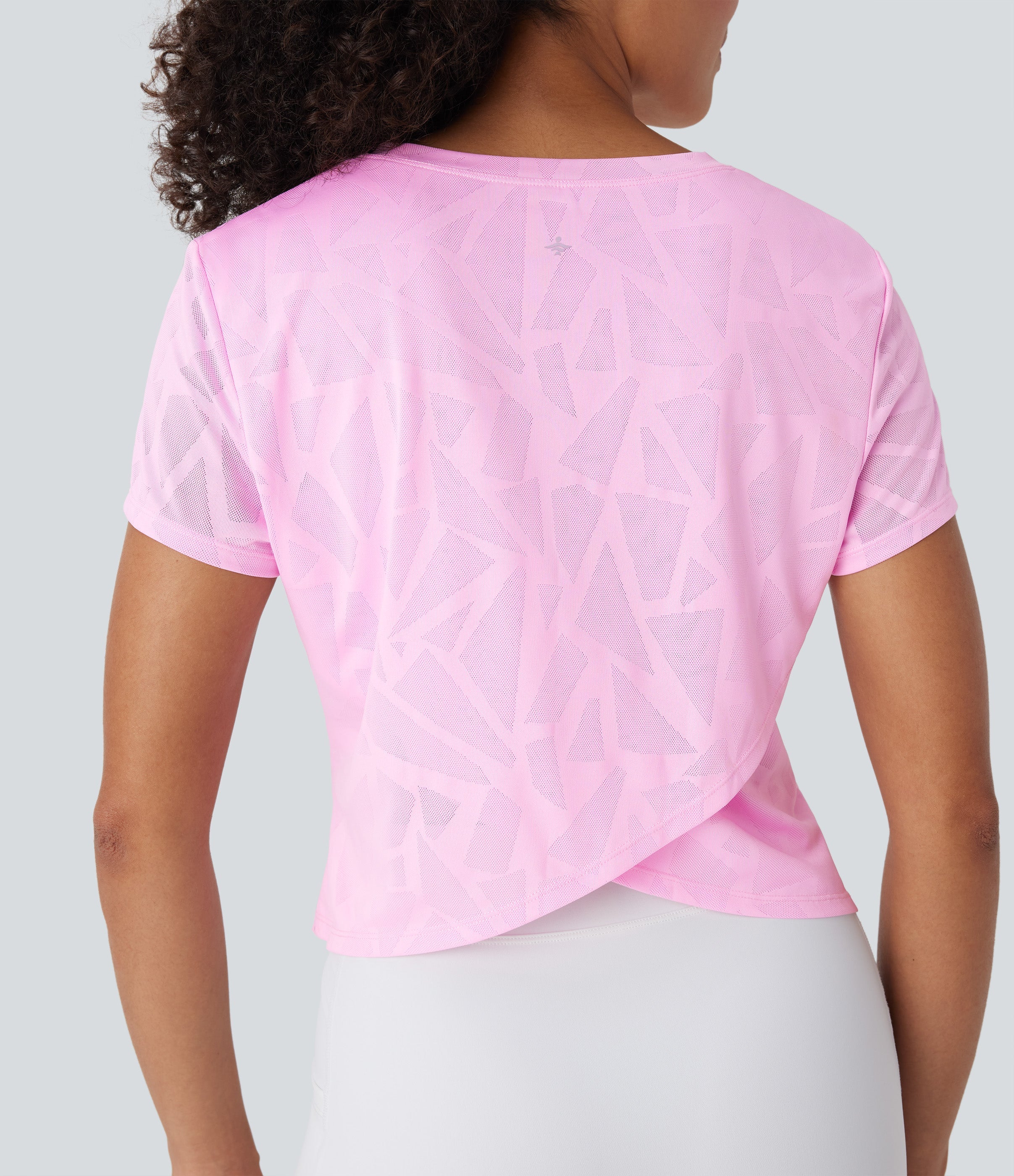 Seamless Flow Jacquard Crossover Hem Yoga Sports Top