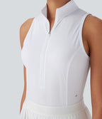 BreezefulTM Sleeveless Cut Out 2-in-1 Pleated Quick Dry Mini Tennis Active Dress with Pockets