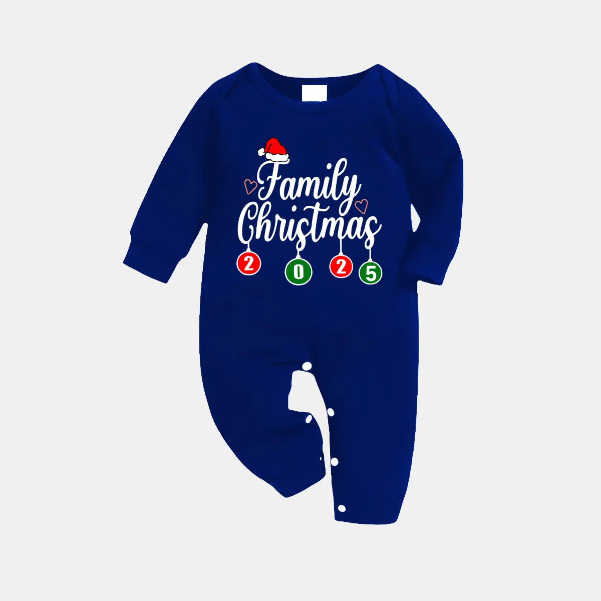 "Family Christmas 2025" Letter Printed Blue Long Sleeves with Blue&White&Black Plaid Pants Family Matching Pajamas