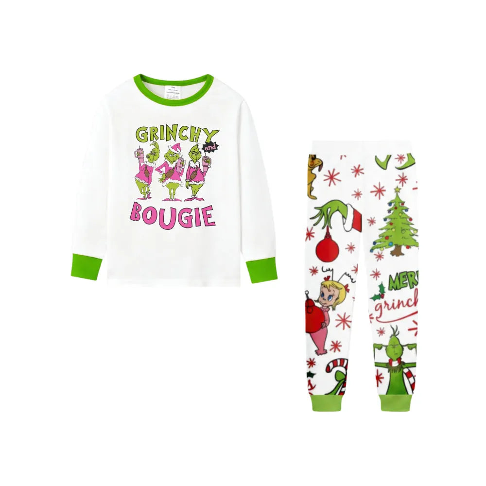 Holiday Family Christmas Pajamas Set With Cute Xmas Character Pattern Design