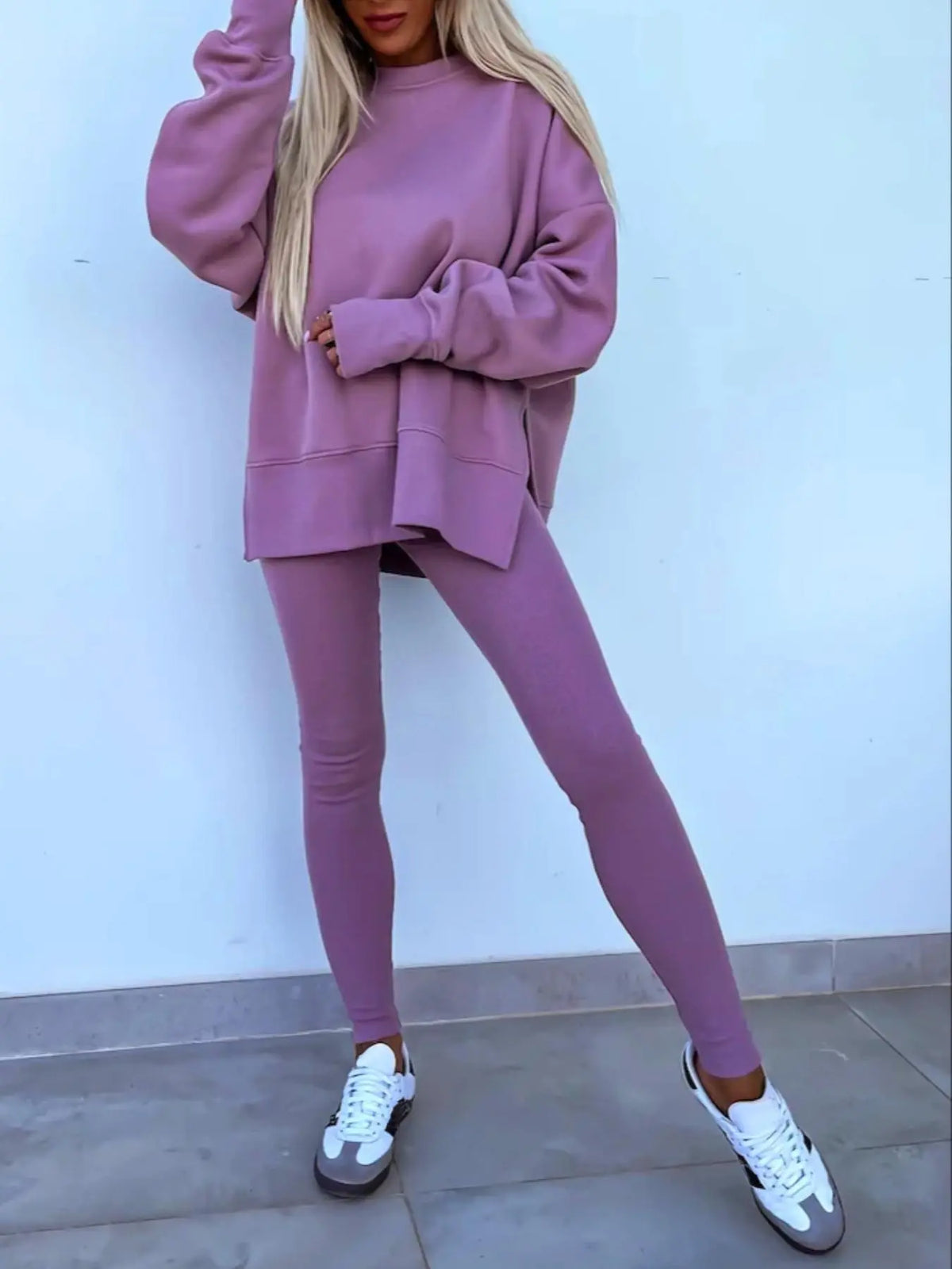 Women's Casual Drop Shoulder Sweatshirt Set