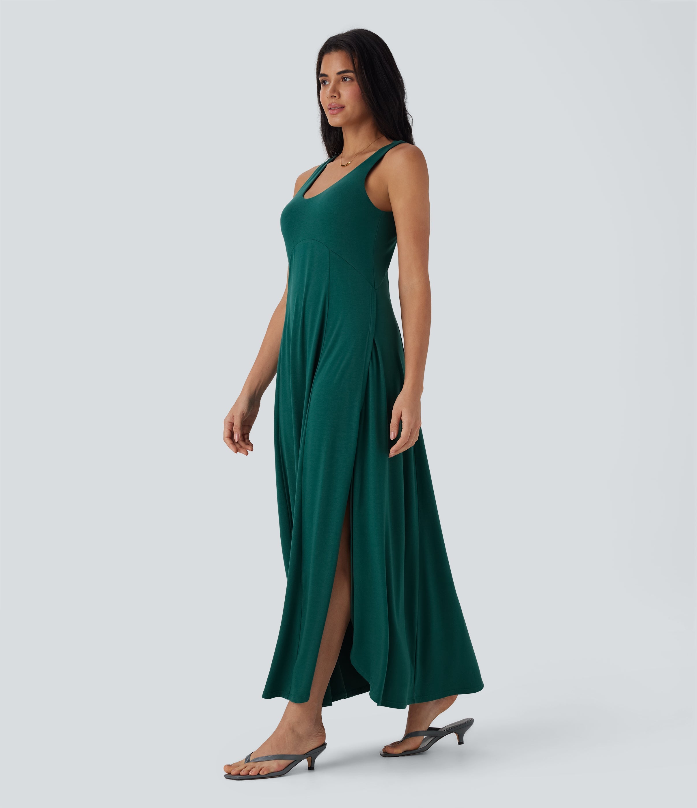 U Neck Flowy Maxi Casual Tank Dress