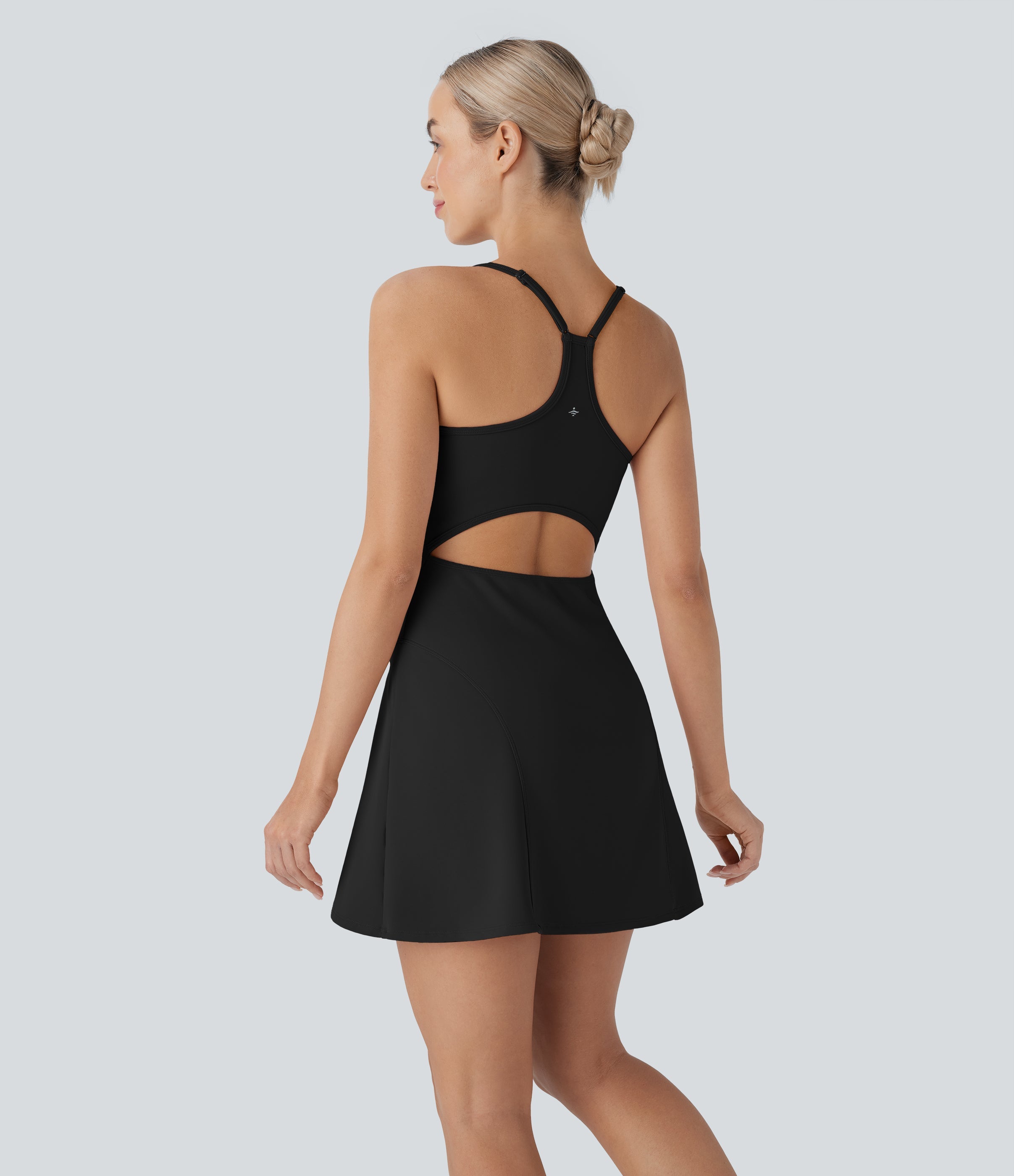 SpeedWaveTM Racerback Cut Out 2 Piece Mini Quick Dry Hiking Active Slip Dress with Pockets