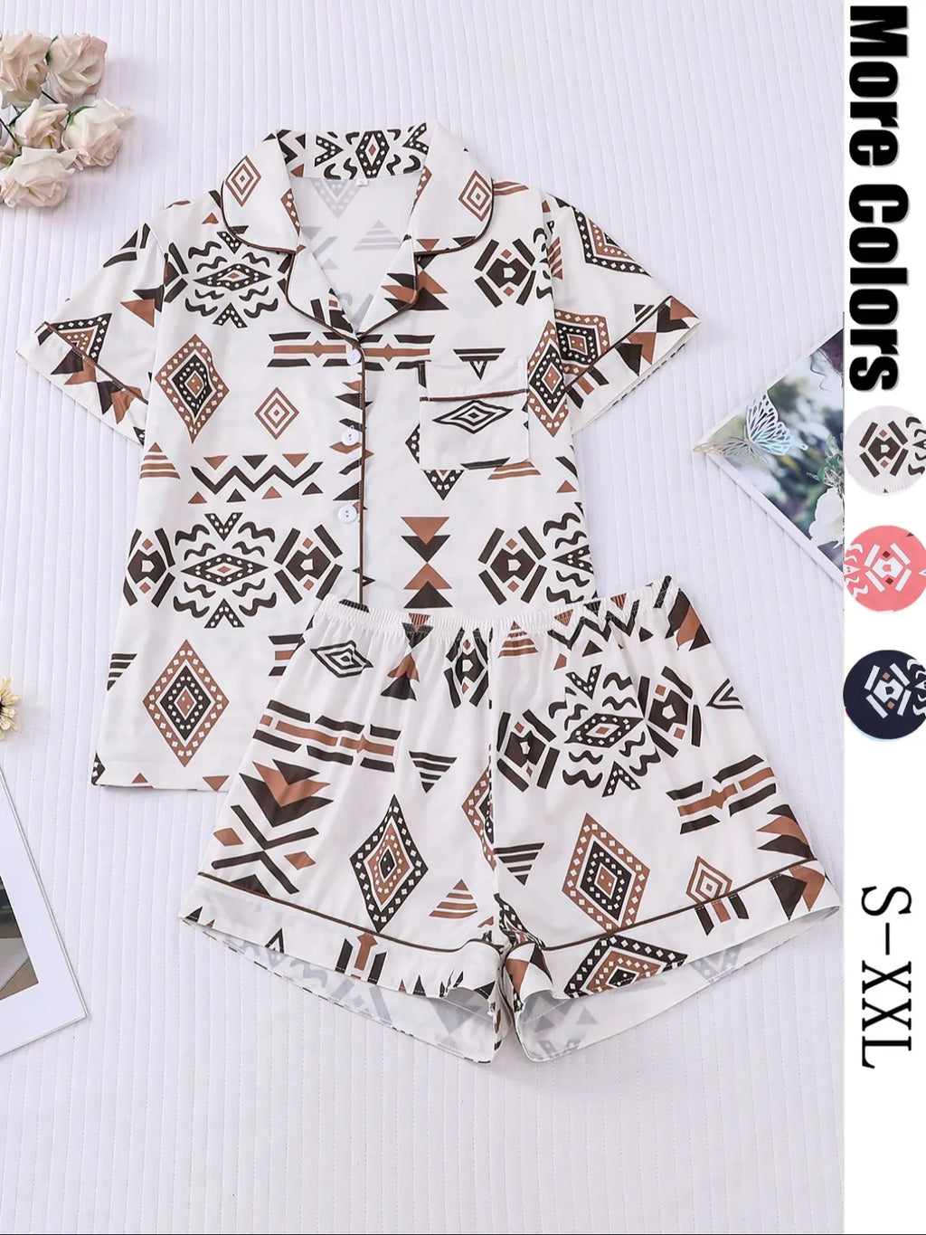 Women's Button Up Shirt & Shorts Pyjama