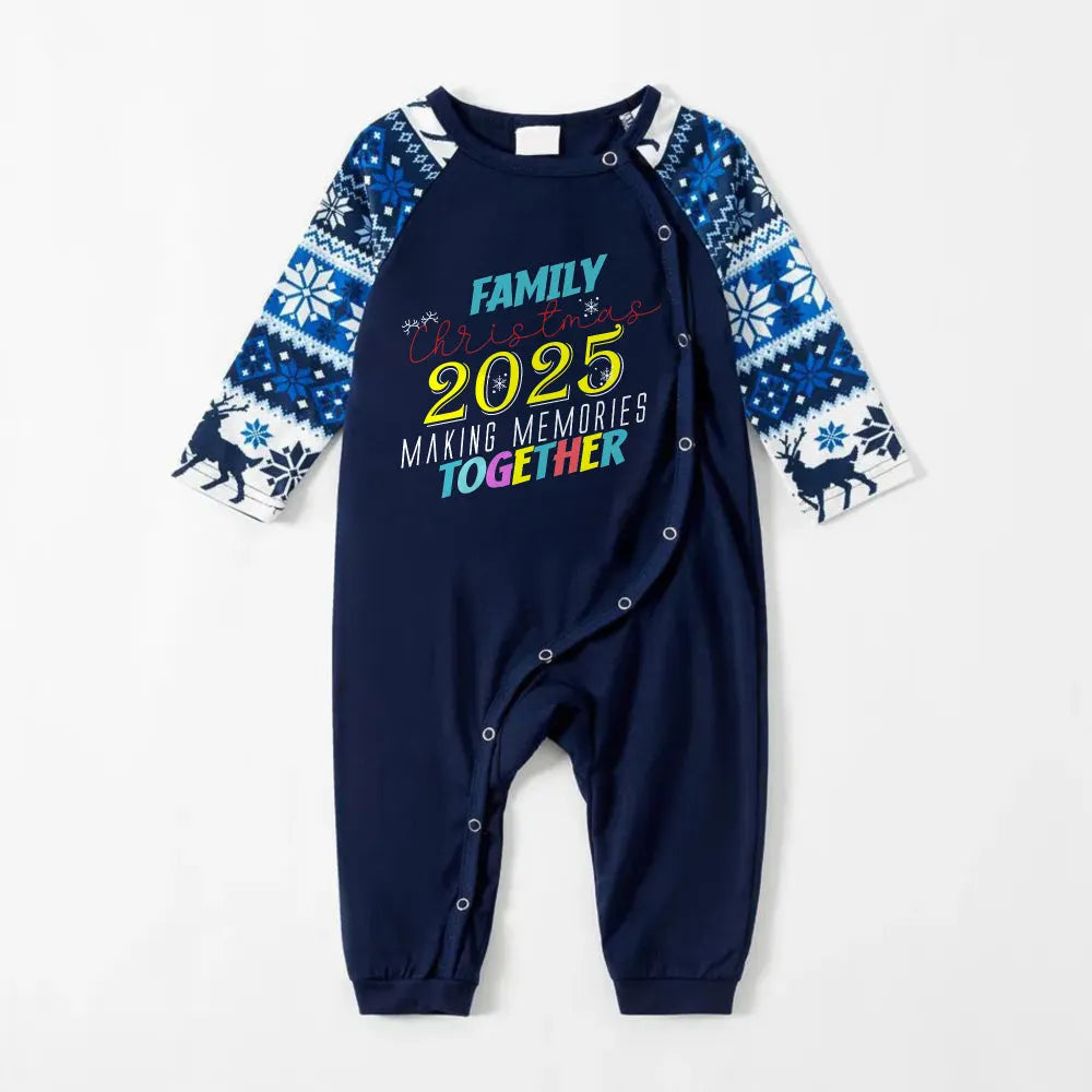 Joyful Blue Christmas Pajamas Set  With Family Matching Jolly Text