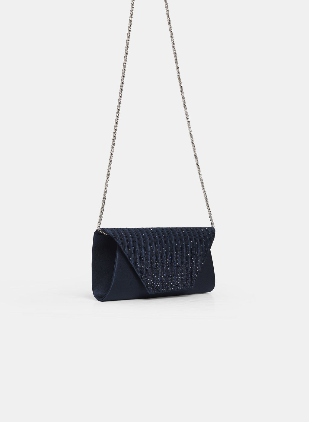Rhinestone Detail Satin Clutch