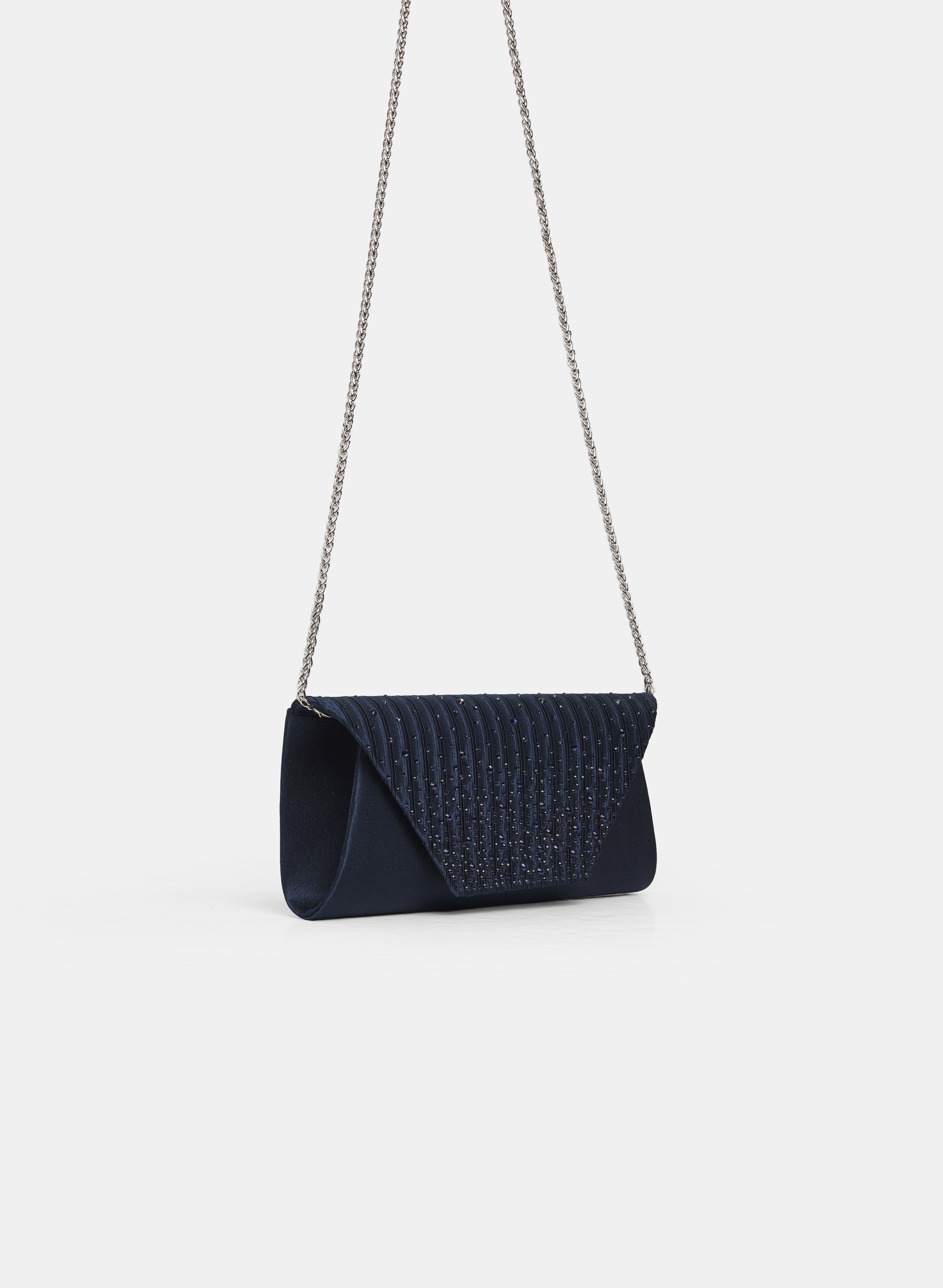 Rhinestone Detail Satin Clutch