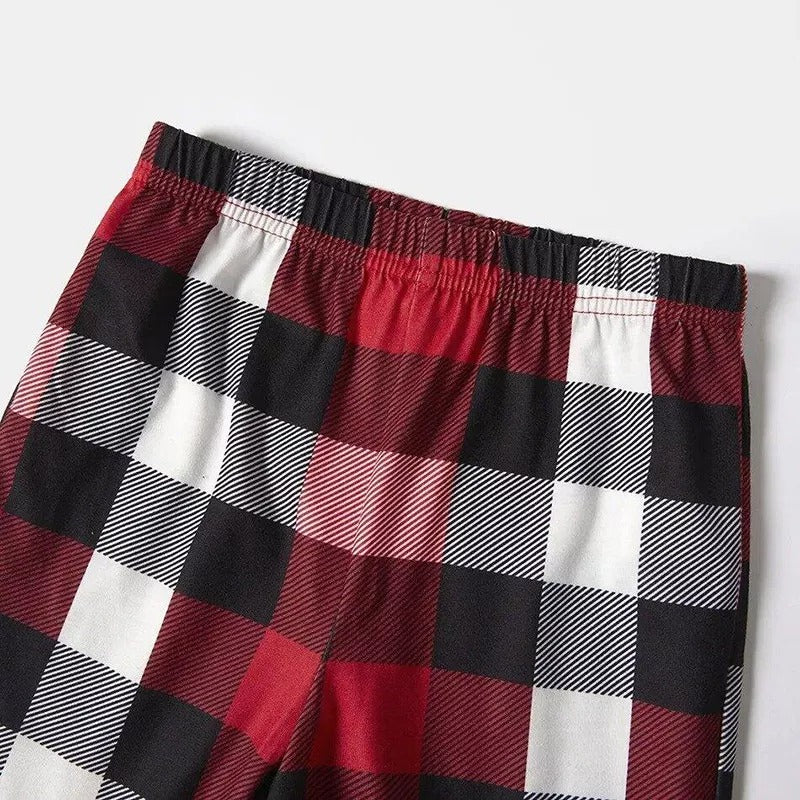 "2025 Family Christmas" Letter Print Red & Black & Grey & White Plaid Family Matching Pajamas