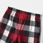 Christmas Family Matching Pajamas-Red and Gray Plaid Pjs set with "Let It Snow" Black & White Text Print