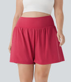 SoftlyZeroTM Airy Super High Waisted 2-in-1 Cool Touch Yoga Plus Size Shorts 7" with Pockets