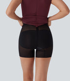 V-neck Zipper Bodycon Midi Work Built-in Mesh Shapewear Dress