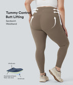Plus Size UltraSculptTM SoCinched High Waisted Butt Lifting Tummy Control Shaping Training Leggings with Pockets