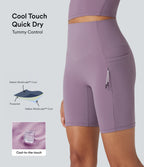 UltraSculptTM Cool Quick Dry SoCinched High Waisted Tummy Control Hiking Biker Shorts 7'' with Pockets-UPF 50+