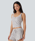 Scoop Neck Leopard Print Lounge Tank Top