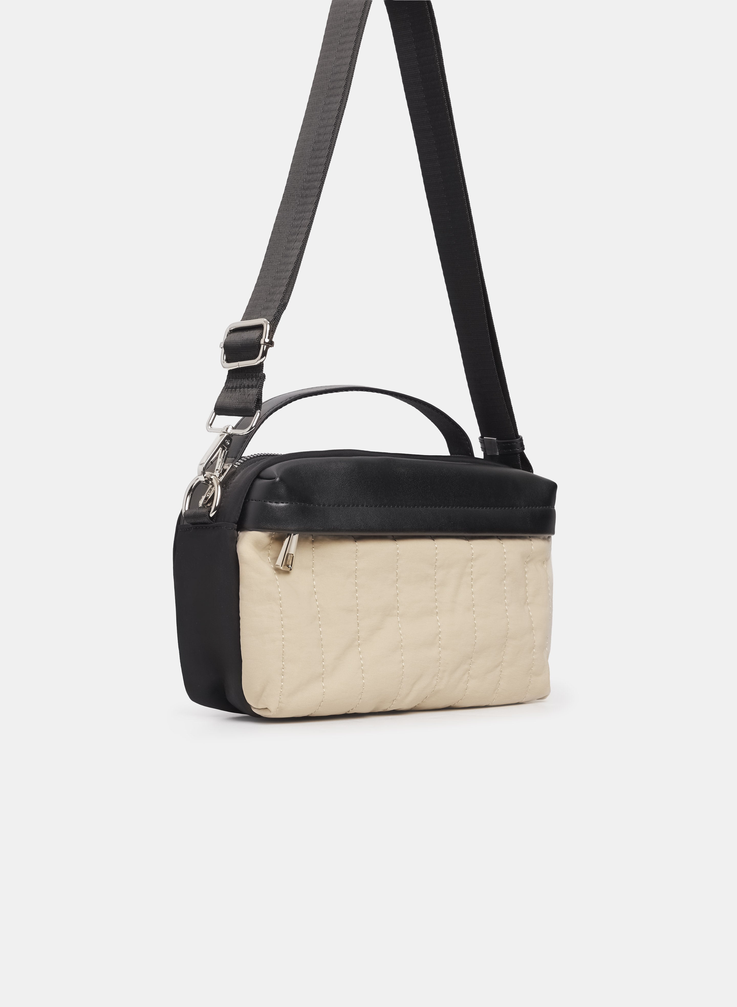 Two-Tone Nylon Crossbody Handbag