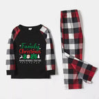 Christmas Family Matching Pajamas-Red and Gray Plaid Pjs set with "Family Christmas 2025" and Santa Pattern Colorful Print